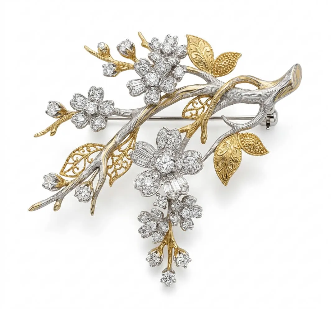 作家物 ダイヤモンド ブローチ